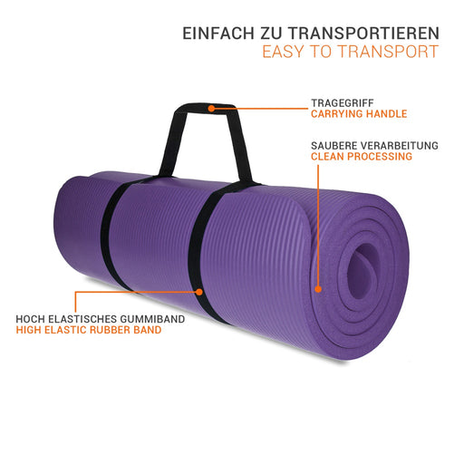 Produktbild Yogamatte - TP Yogamatte, Sport Unterlage aus Schaumstoff, für Pilates, Fitness, rutschfest, 185 x 61 x 1,5 cm Lila
