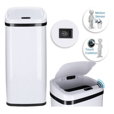 Sensor Mülleimer 50 Liter eckig weiss