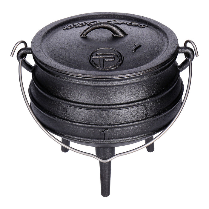 TP Potjie Pot Feuerkessel Dutch Oven BBQ Pot 1 Gusseisen mit Deckel und Füßen Pot 1 23x23,5x26 6,