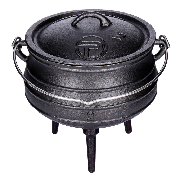 TP Potjie Pot - BBQ Dreifuß Dutch Oven Gusseisen, Feuerkessel mit Deckel und Füßen Pot 2 (ca. 6 Liter)