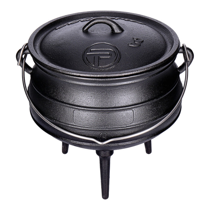 TP Potjie Pot - BBQ Dreifuß Dutch Oven Gusseisen, Feuerkessel mit Deckel und Füßen Pot 3 (ca. 8 Liter)