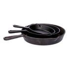 TP 4-teiliges Bratpfannen Set aus Gusseisen aus Ø16 + Ø20 + Ø25cm + Silikon- Griff