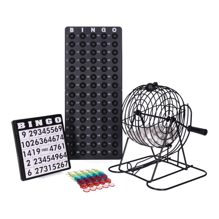 Bingo Set mit Trommel aus Metall und 75 Kugeln