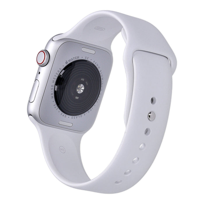 Apple Watch SE 44mm GPS + 4G Silber Aluminiumgehäuse mit Sportarmband Weiß