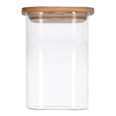 Vorratsglas mit Bambusdeckel, Glas Behälter für Lebensmittel, luftdicht, spülmaschinenfest - eckig 1200ml