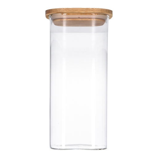 Produktbild Vorratsglas - TP Vorratsglas mit Bambusdeckel, Glas Behälter für Lebensmittel, luftdicht, spülmaschinenfest - eckig 1800ml