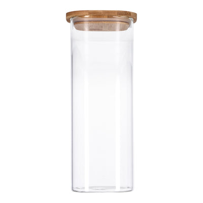 Vorratsglas mit Bambusdeckel, Glas Behälter für Lebensmittel, luftdicht, spülmaschinenfest - eckig 2200ml