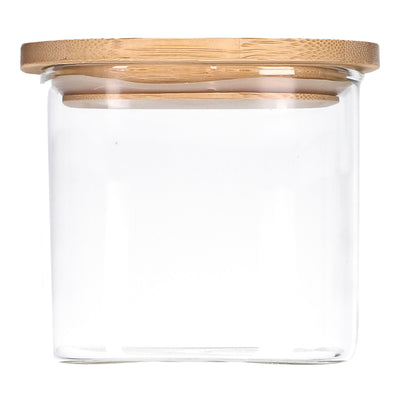 Vorratsglas mit Bambusdeckel, Glas Behälter für Lebensmittel, luftdicht, spülmaschinenfest - eckig 750ml