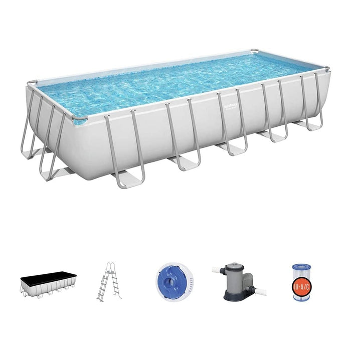 Bestway 5611Z Power Steel Frame Pool Komplett-Set mit Filterpumpe 640 x 274 x 132 cm , lichtgrau