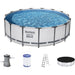 Bestway 56438 Steel Pro MAX Frame Pool Komplettset mit Filterpumpe Ø 457 x 122 cm, lichtgrau, rund