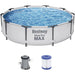 Bestway 56408 Steel Pro MAX Frame Pool-Set mit Filterpumpe Ø 305 x 76 cm, lichtgrau, rund