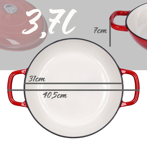 Produktbild Servierpfanne - TP Servierpfanne aus emailliertem Gusseisen 31cm m. Deckel, Topflappen u. Silikongriffen, Induktion