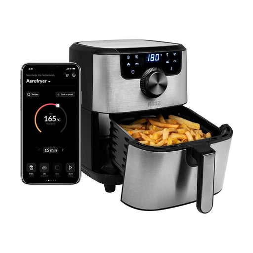 Produktbild Heißluftfritteuse - Princess Heißluftfritteuse mit Airfryer Smart App fettarme Zubereitung 4,5L XXL 1500W Edelstahl