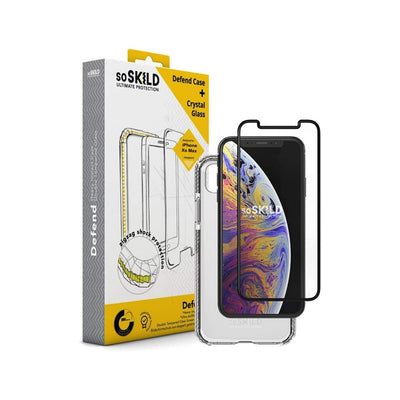 Defend Case TPU Schutzhülle + Displayglas für Apple iPhone Xs Max transparent