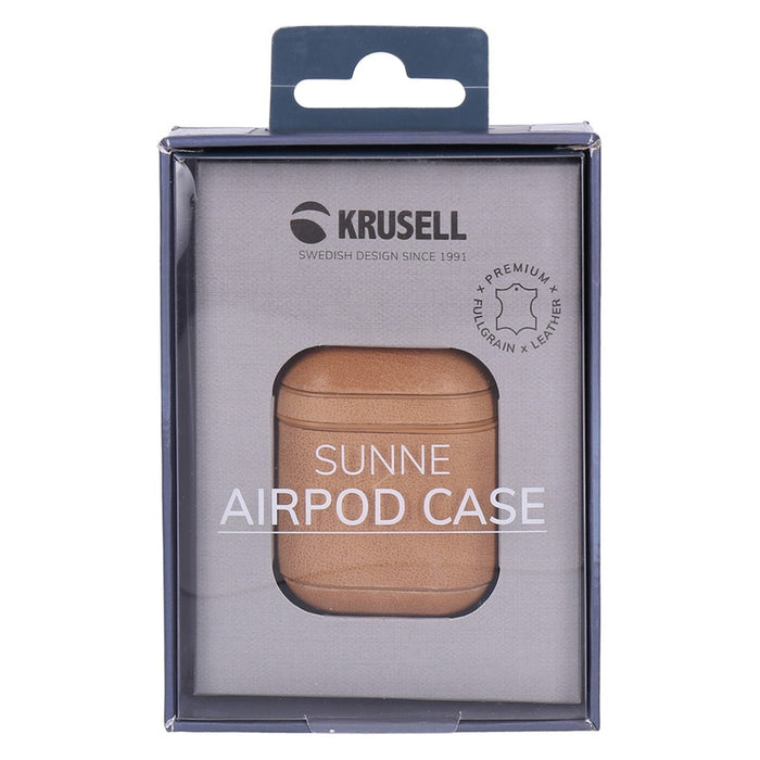 Krusell Echtleder Schutzhülle für Airpods beige