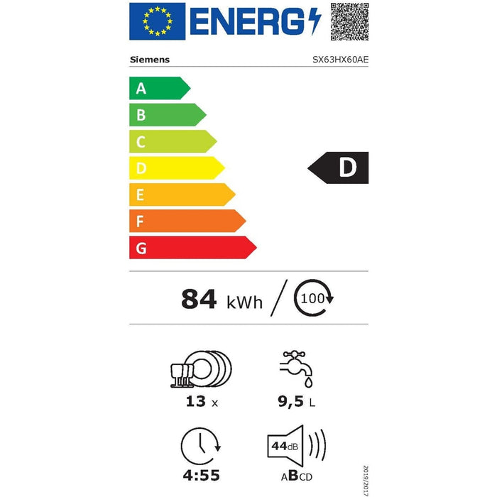 Siemens iQ300 SX63HX60AE Geschirrspüler voll integriert 13 Maßgedecke D