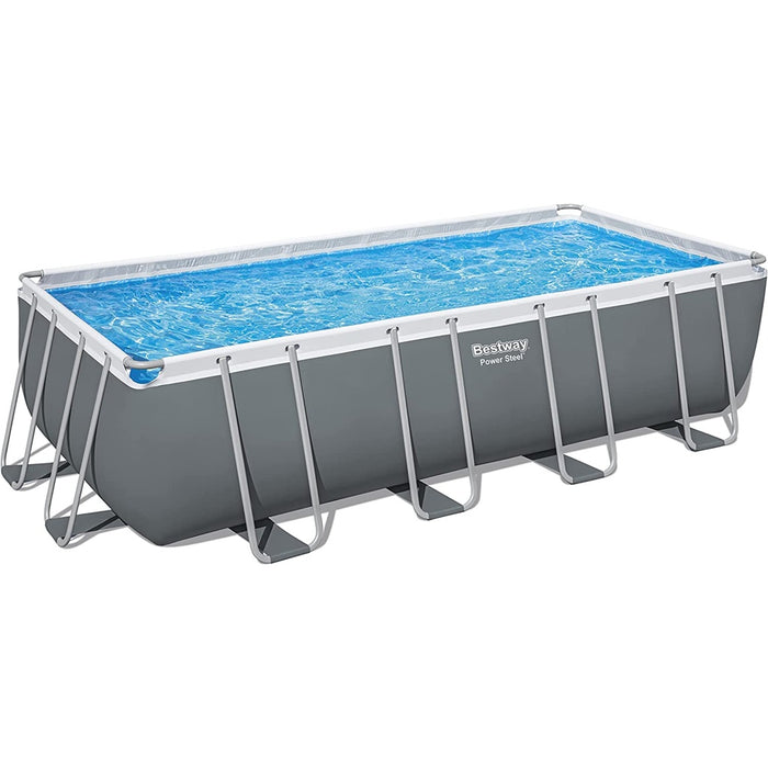 Bestway 5619Q Power Steel Frame Pool Komplett-Set mit Sandfilteranlage 549 x 274 x 132 cm, grau