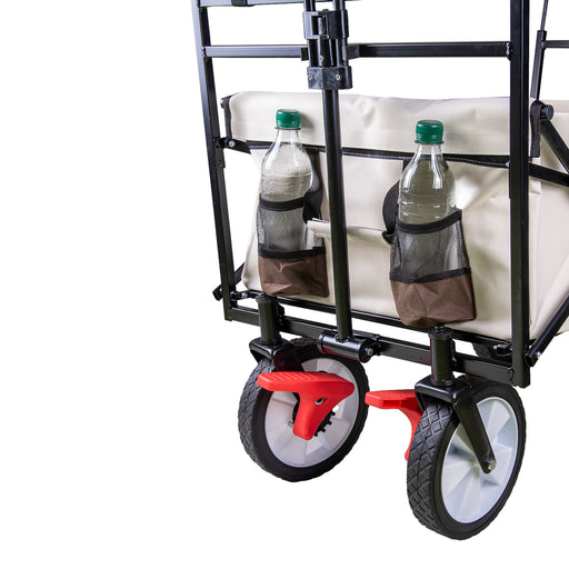Produktbild Handwagen - TP faltbarer Bollerwagen Beige mit abnehmbarem Dach Teleskopgriff, Kühltasche und Vorderradbremse