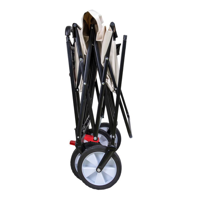 TP faltbarer Bollerwagen Beige mit abnehmbarem Dach Teleskopgriff, Kühltasche und Vorderradbremse