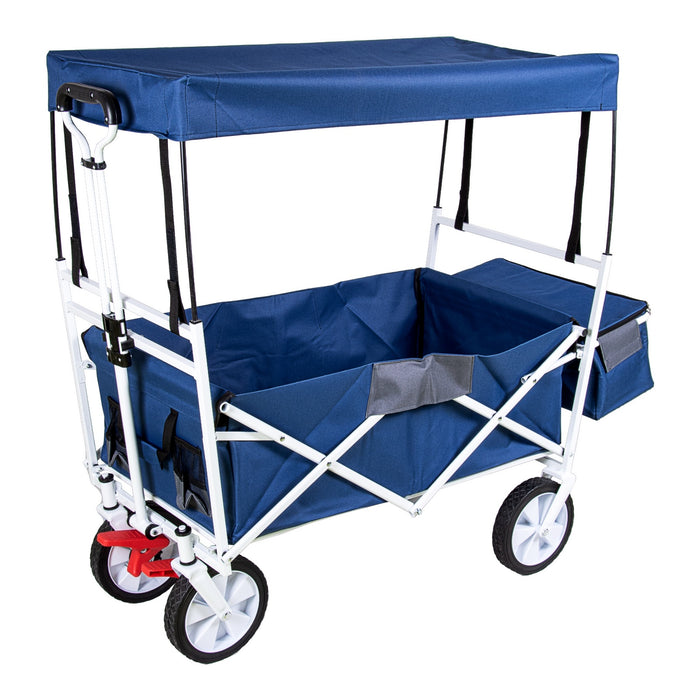 TP faltbarer Bollerwagen Navy mit abnehmbarem Dach Teleskopgriff, Kühltasche und Vorderradbremse
