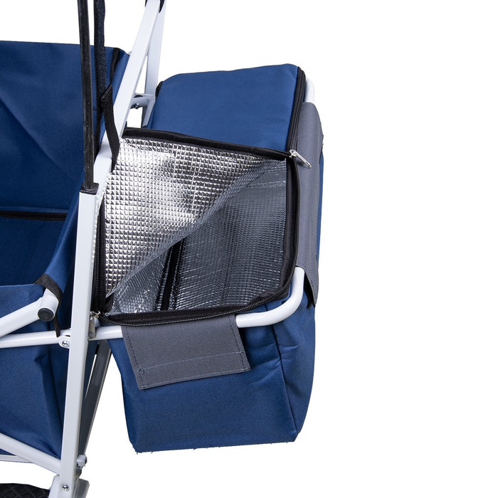 TP faltbarer Bollerwagen Navy mit abnehmbarem Dach Teleskopgriff, Kühltasche und Vorderradbremse