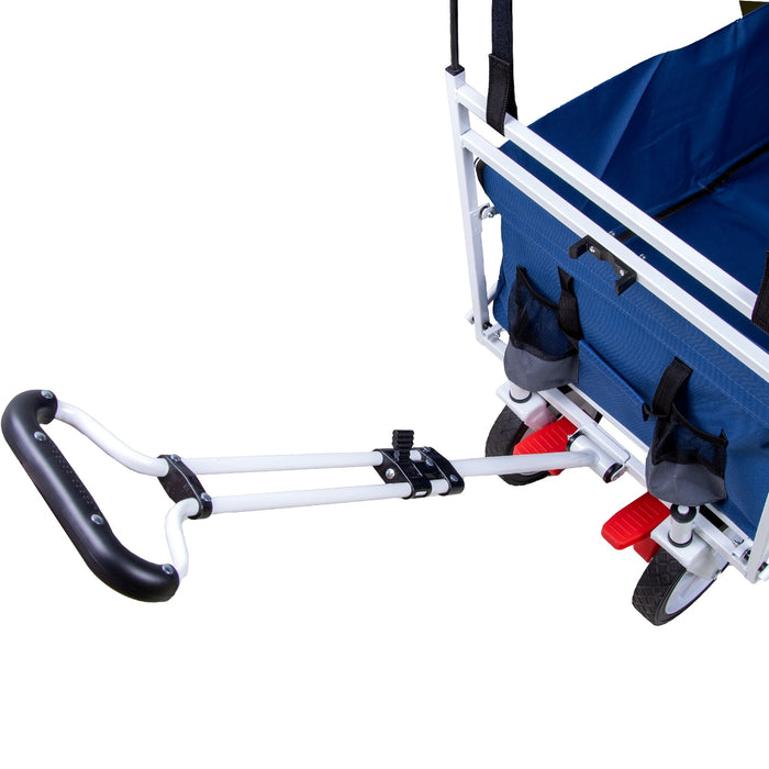 TP faltbarer Bollerwagen Navy mit abnehmbarem Dach Teleskopgriff, Kühltasche und Vorderradbremse