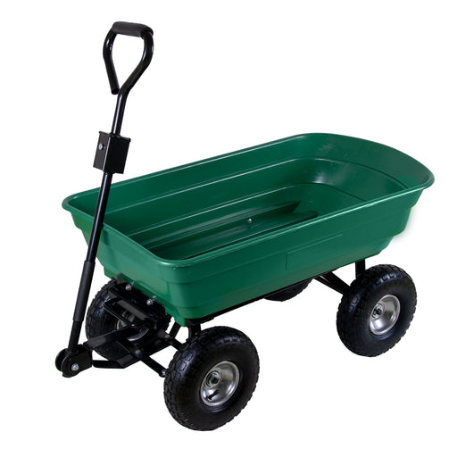 Produktbild Gartenwagen - Gartenwagen mit Kippfunktion 75 Liter, belastbar bis 300Kg, Luftbereifung, abnehmbarer Griff