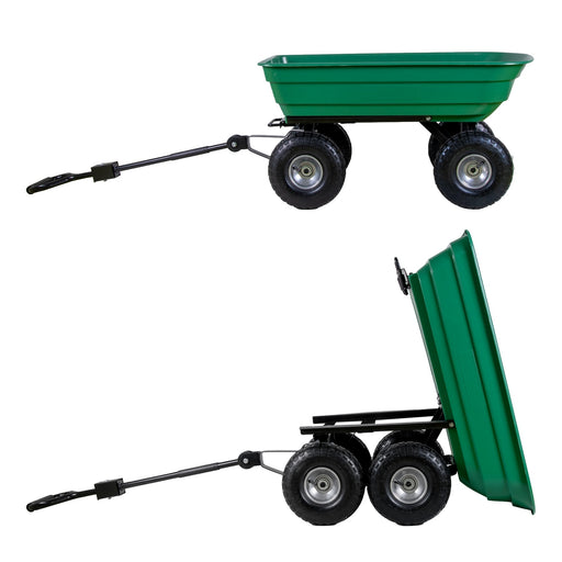 Produktbild Gartenwagen - Gartenwagen mit Kippfunktion 75 Liter, belastbar bis 300Kg, Luftbereifung, abnehmbarer Griff