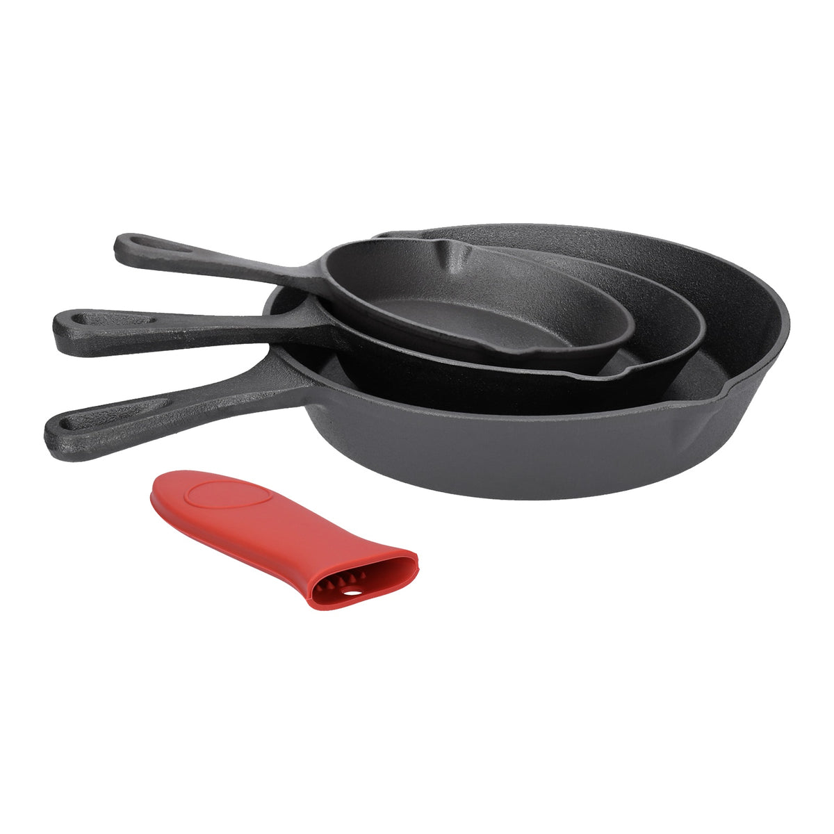 Produktbild Pfannen-Set - TP BBQ Pfannen Set aus Gusseisen, inkl. Griff alle Herdarten geeignet, Bratpfannen 20+25+30