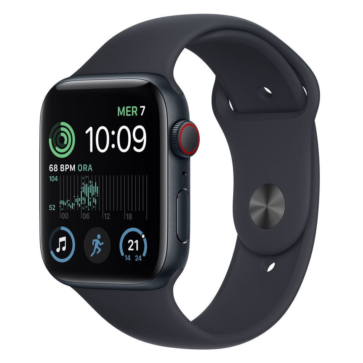 Produktbild Smartwatch - Apple Watch SE 2 44mm GPS + 4G Mitternacht Aluminiumgehäuse mit Sportarmband Mitternacht M/L