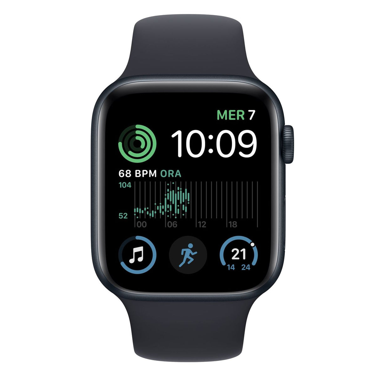 Produktbild Smartwatch - Apple Watch SE 2 44mm GPS + 4G Mitternacht Aluminiumgehäuse mit Sportarmband Mitternacht M/L