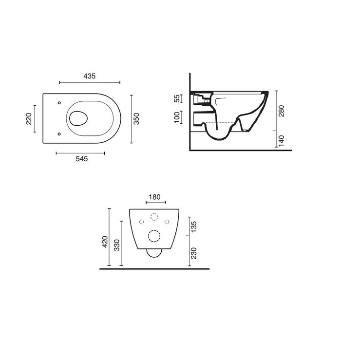 Catalano Sfera 54 Newflush ECO Wand-WC Kombiset WC + Deckel weiß