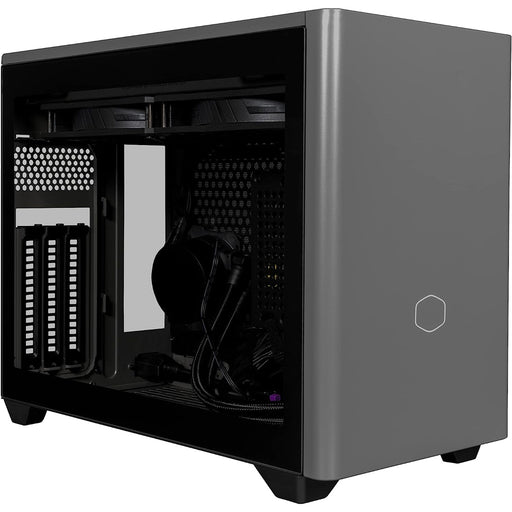 Produktbild PC-Gehäuse - Cooler Master MasterBox NR200P MAX Mini-ITX PC- Gehäuse mit 280mm AiO-CPU-Wasserkühlung grau