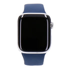 Apple Watch Series 9 45mm GPS + 4G Silber Edelstahlgehäuse mit Sportarmband Sturmblau S/M