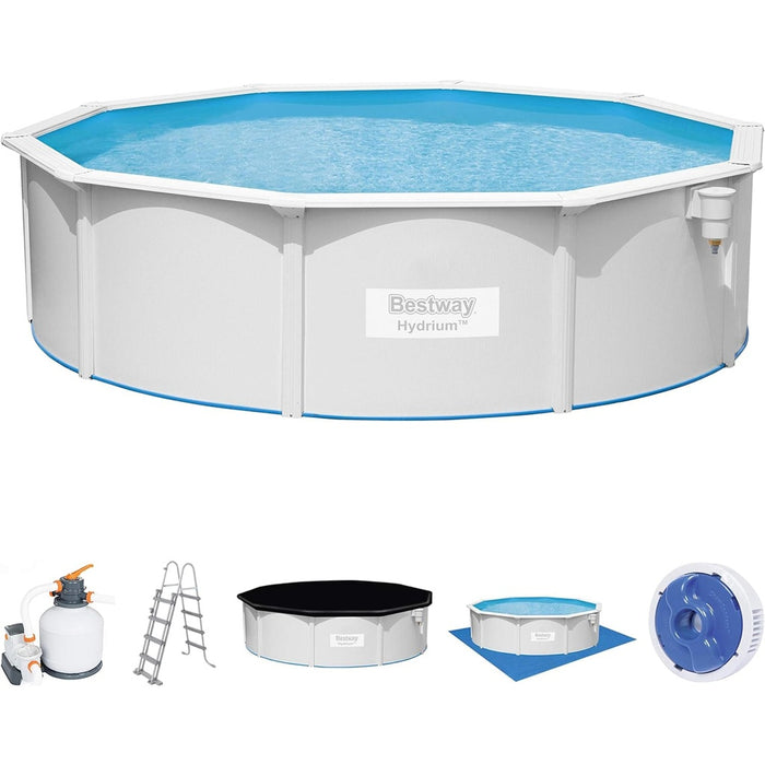 Bestway® Hydrium™ Stahlwandpool Komplett-Set mit Sandfilteranlage Ø 460 x 120 cm rund