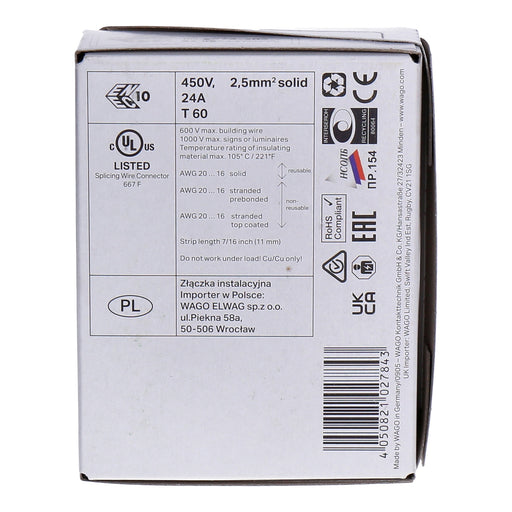 Produktbild Verbindungsklemme - WAGO COMPACT 2273-202 Verbindungsklemme 100er Pack für 2-Leiter mit 0,5-2,5mm² -weiß