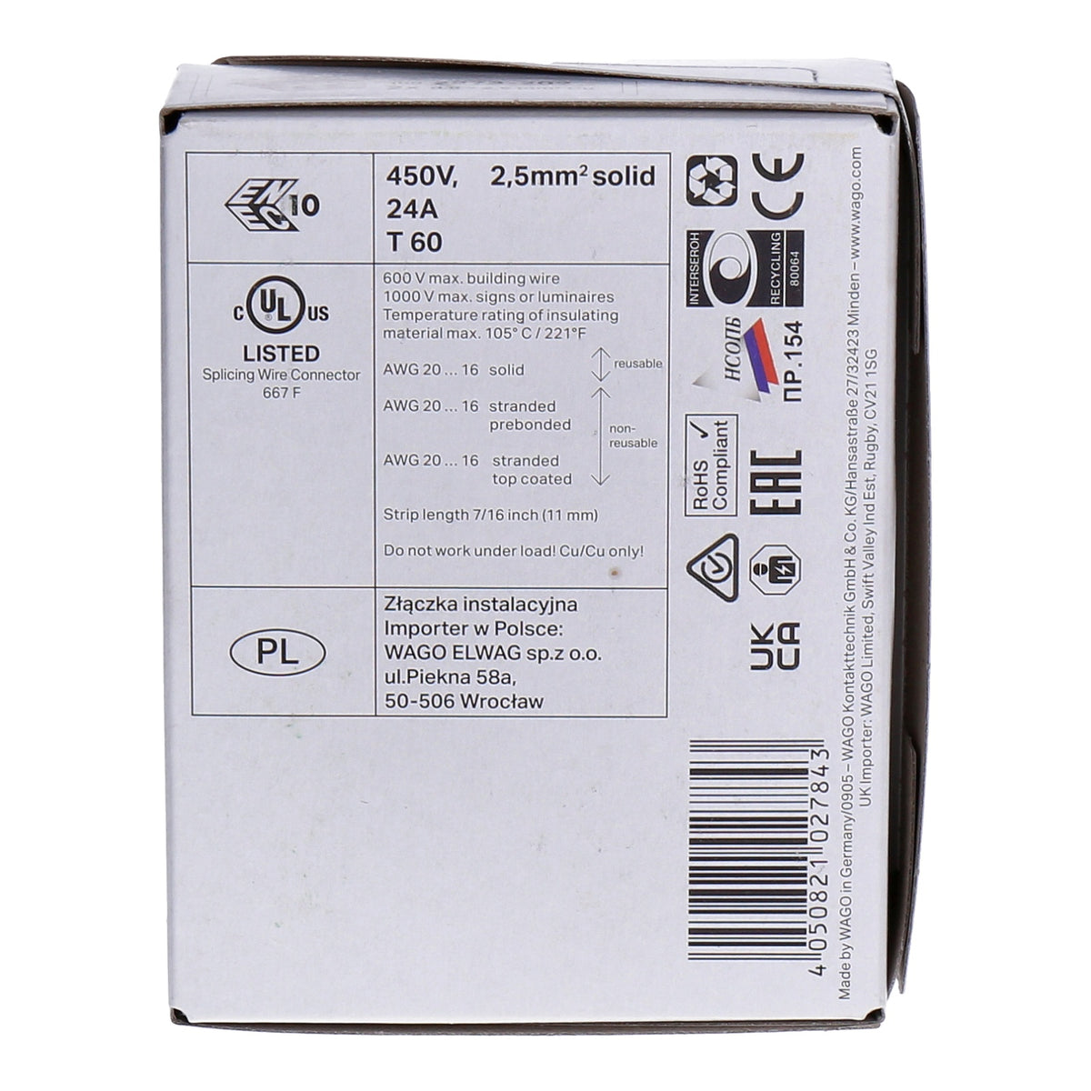 Produktbild Verbindungsklemme - WAGO COMPACT 2273-202 Verbindungsklemme 100er Pack für 2-Leiter mit 0,5-2,5mm² -weiß