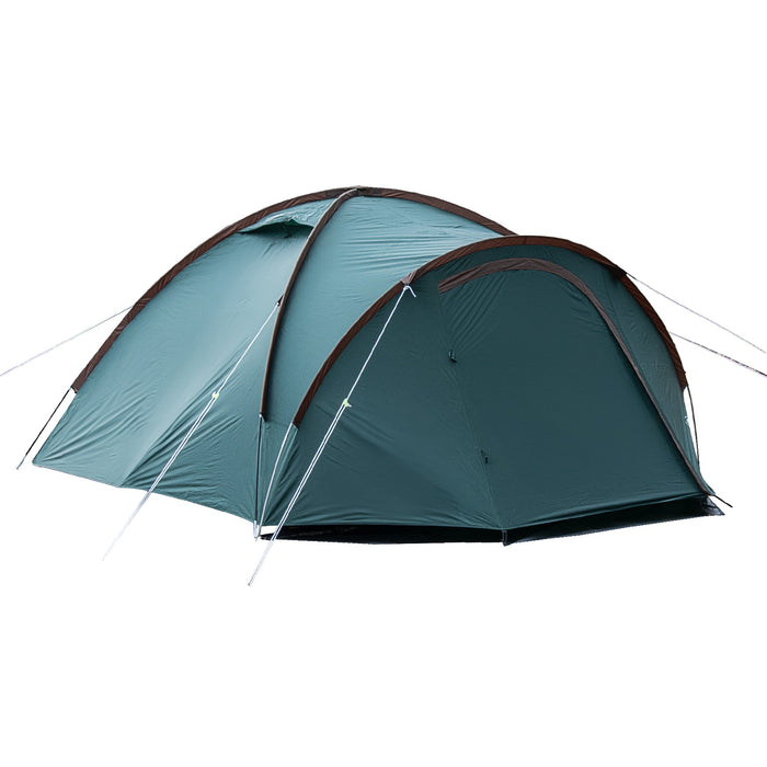 Campingzelt für 3-4 Personen, doppelwandig, stabil wasserdicht, verdunkelter Innenraum inkl. Tasche Grün/Braun