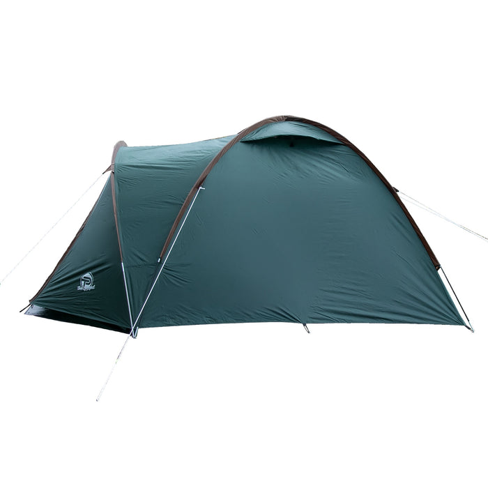 Campingzelt für 3-4 Personen, doppelwandig, stabil wasserdicht, verdunkelter Innenraum inkl. Tasche Grün/Braun