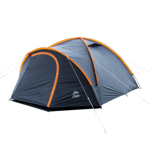 Produktbild Campingzelt - Campingzelt für 3-4 Personen, doppelwandig, stabil wasserdicht, verdunkelter Innenraum inkl. Tasche Orange/Schwarz