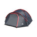 Campingzelt für 3-4 Personen, doppelwandig, stabil wasserdicht, verdunkelter Innenraum inkl. Tasche Grau/Rot