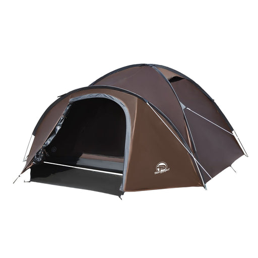 Produktbild Campingzelt - Campingzelt für 3-4 Personen, doppelwandig, stabil wasserdicht, verdunkelter Innenraum inkl. Tasche Braun/Grau