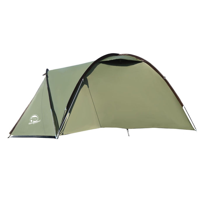 Campingzelt für 3-4 Personen, doppelwandig, stabil wasserdicht, verdunkelter Innenraum khaki/braun