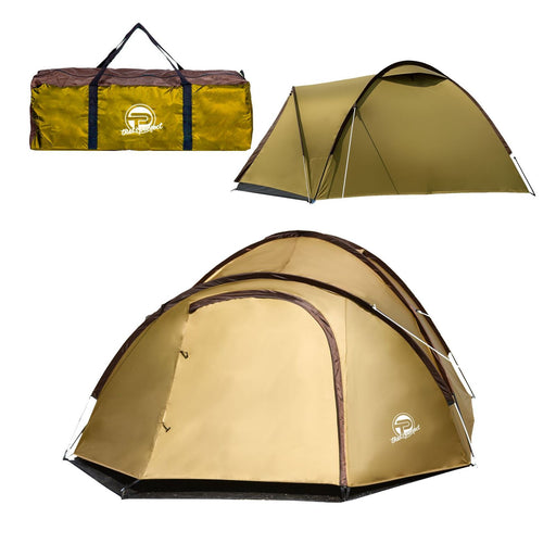 Produktbild Campingzelt - Campingzelt für 3-4 Personen, doppelwandig, stabil wasserdicht, verdunkelter Innenraum inkl. Tasche Bronze/Braun