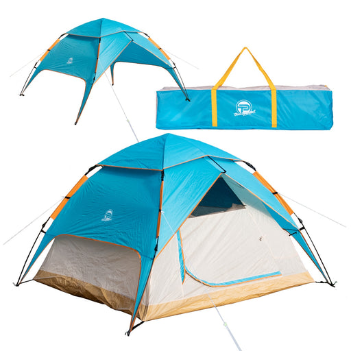 Produktbild Campingzelt - TP Automatik-Campingzelt Pop-Up Zelt für 3-4 Personen doppelwandig, wasserdicht mit Tragetasche Türkis/Beige