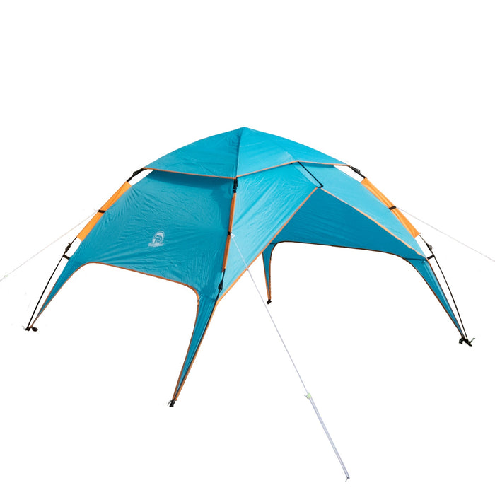 Automatik-Campingzelt Pop-Up Zelt für 3-4 Personen doppelwandig, wasserdicht inkl. Tragetasche Türkis/Beige