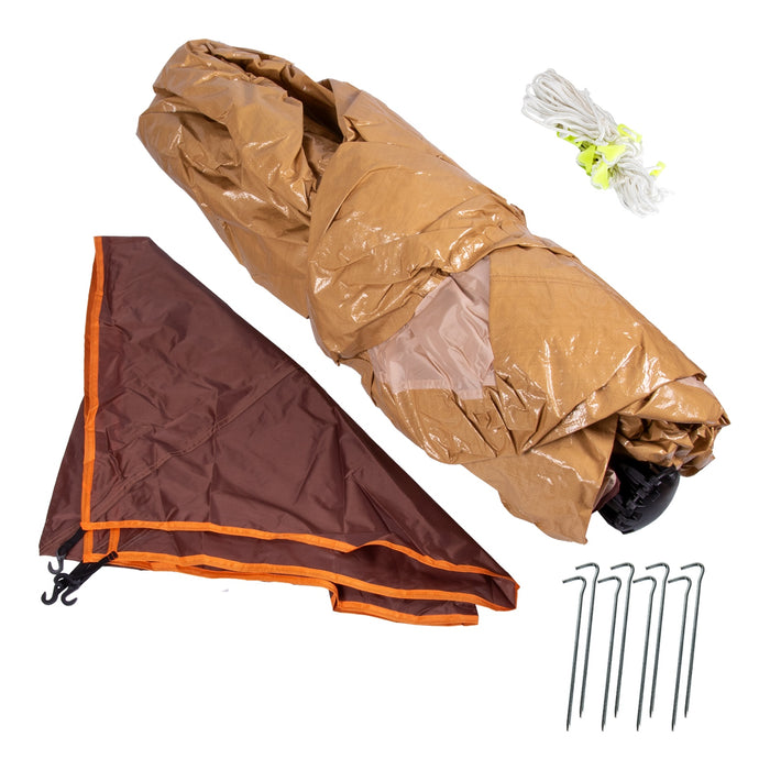 Automatik-Campingzelt Pop-Up Zelt für 3-4 Personen Braun/Beige