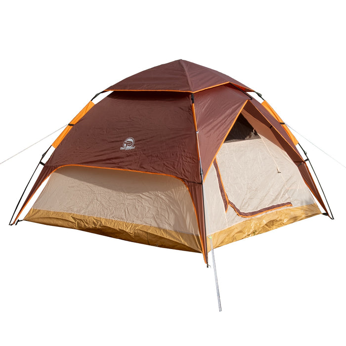 Automatik-Campingzelt Pop-Up Zelt für 3-4 Personen Braun/Beige