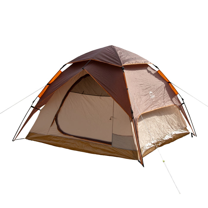 Automatik-Campingzelt Pop-Up Zelt für 3-4 Personen Braun/Beige