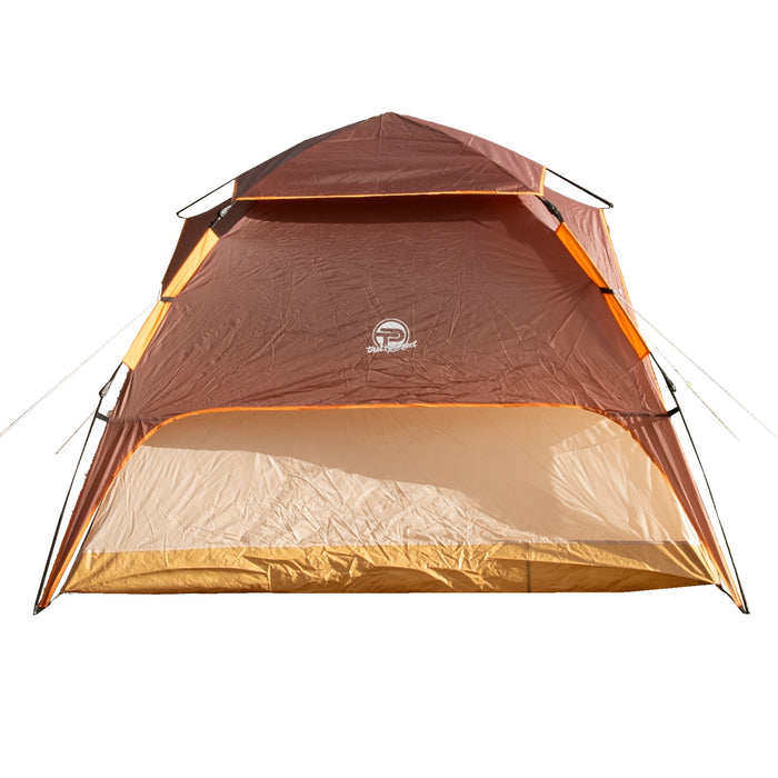 Automatik-Campingzelt Pop-Up Zelt für 3-4 Personen doppelwandig, wasserdicht inkl. Tragetasche Braun/Beige